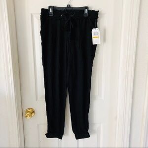NWT JOLT paper bag style stretchy waist black jogger pants size 3